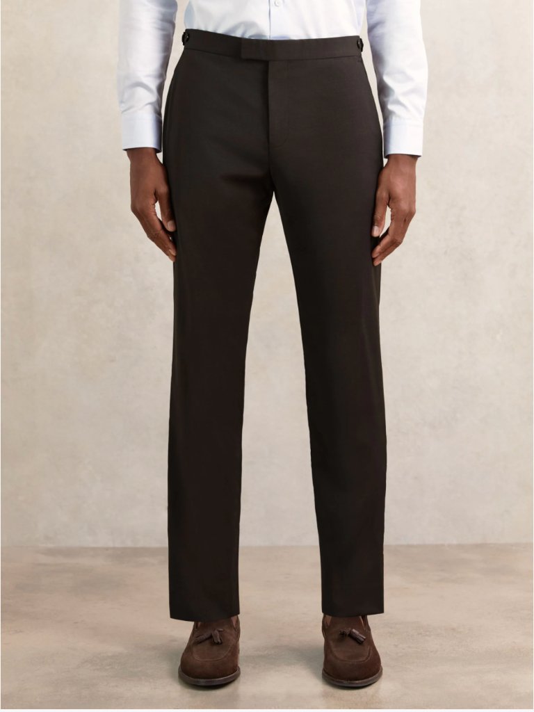 Reiss Chocolate Brown Oscar Classic-Fit Wool-Blend Suit Trousers